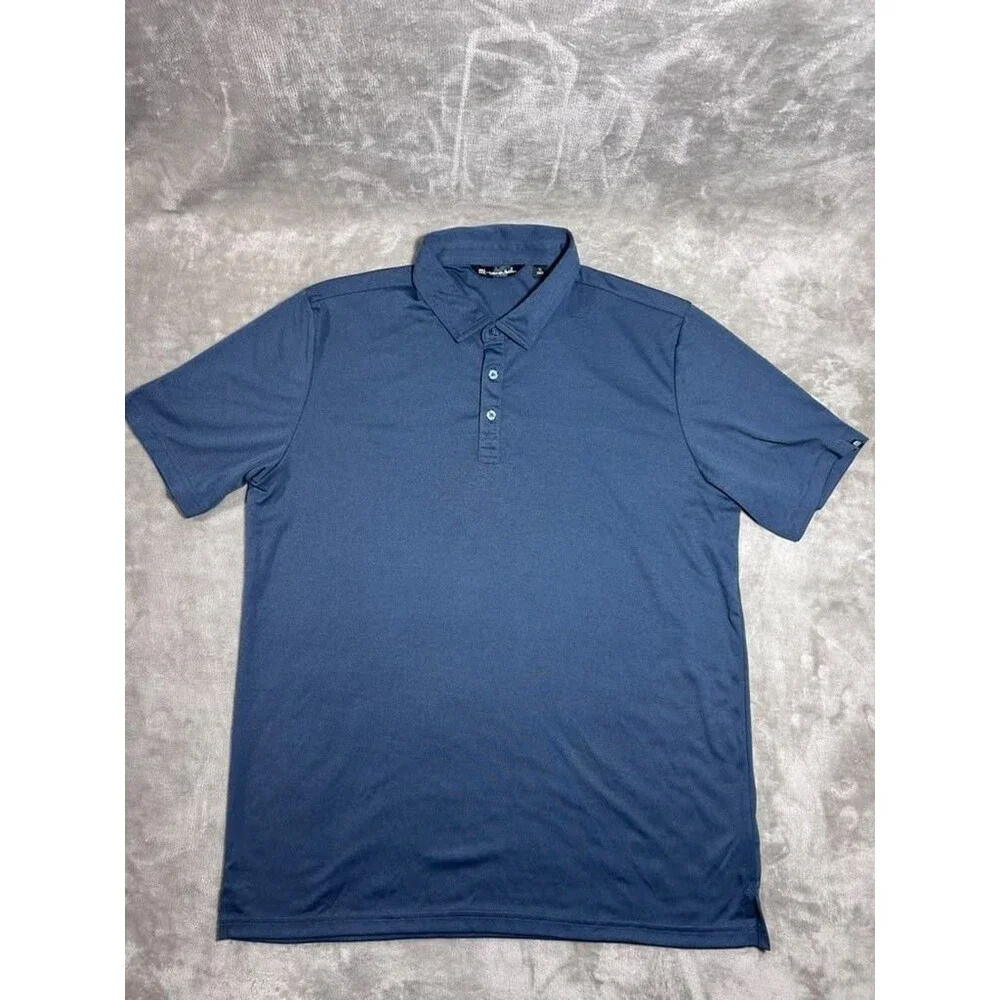 Travis Mathew Polo Shirt Men Extra Large XL Blue Gray Golf Performance Casual
